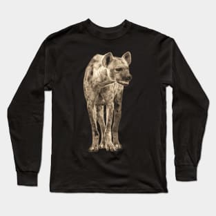 Spotted Hyena in Vintage Sepia Long Sleeve T-Shirt